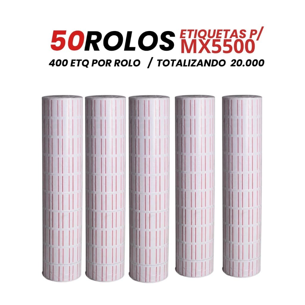 Etiqueta De Preço Para Etiquetadora MX5500 1 Linha 5 TUBOS C/ 10 rolos de 400un cada (total 20.000un)