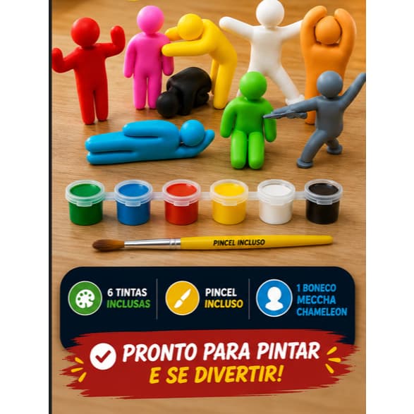 Kit Bonecos MECCHA CHAMELEON - 4/8/16 Figuras em Diversas Poses - Várias Cores ou Pinte Você Mesmo - Antiestresse