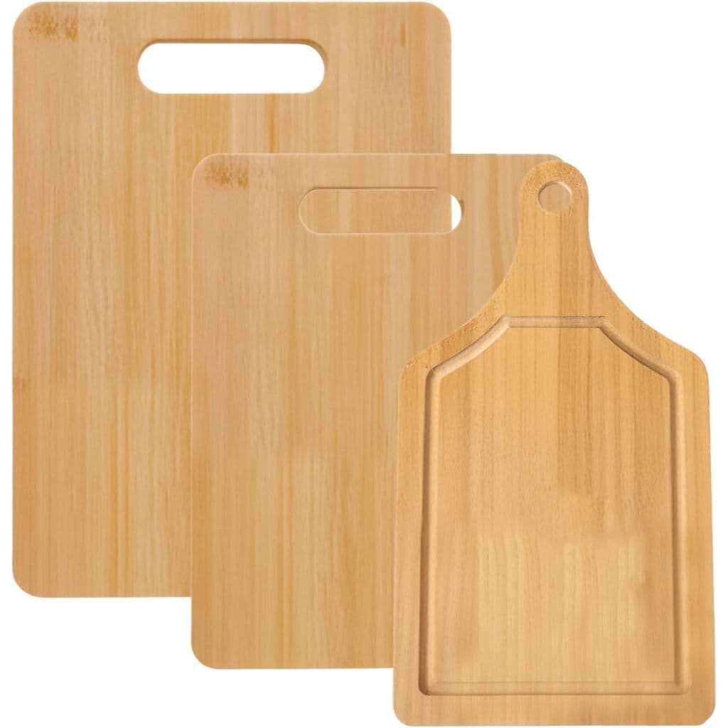 Kit 3 Tábua Retangular Bamboo - Tabua de Bambu Carne Madeira, Tábua de Corte para Cozinha 33x25cm