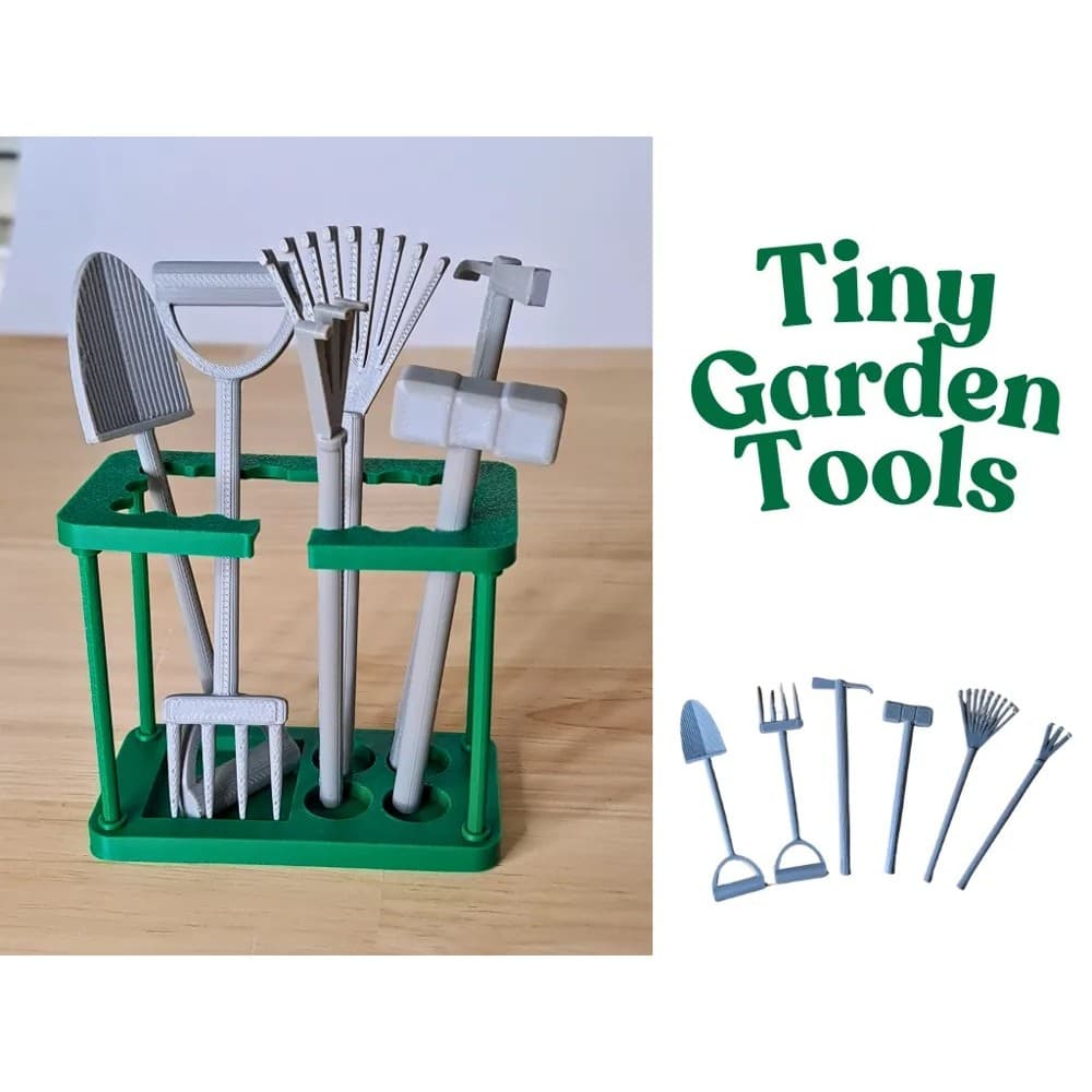 Mini Ferramentas de Jardim Kit Miniatura com Suporte