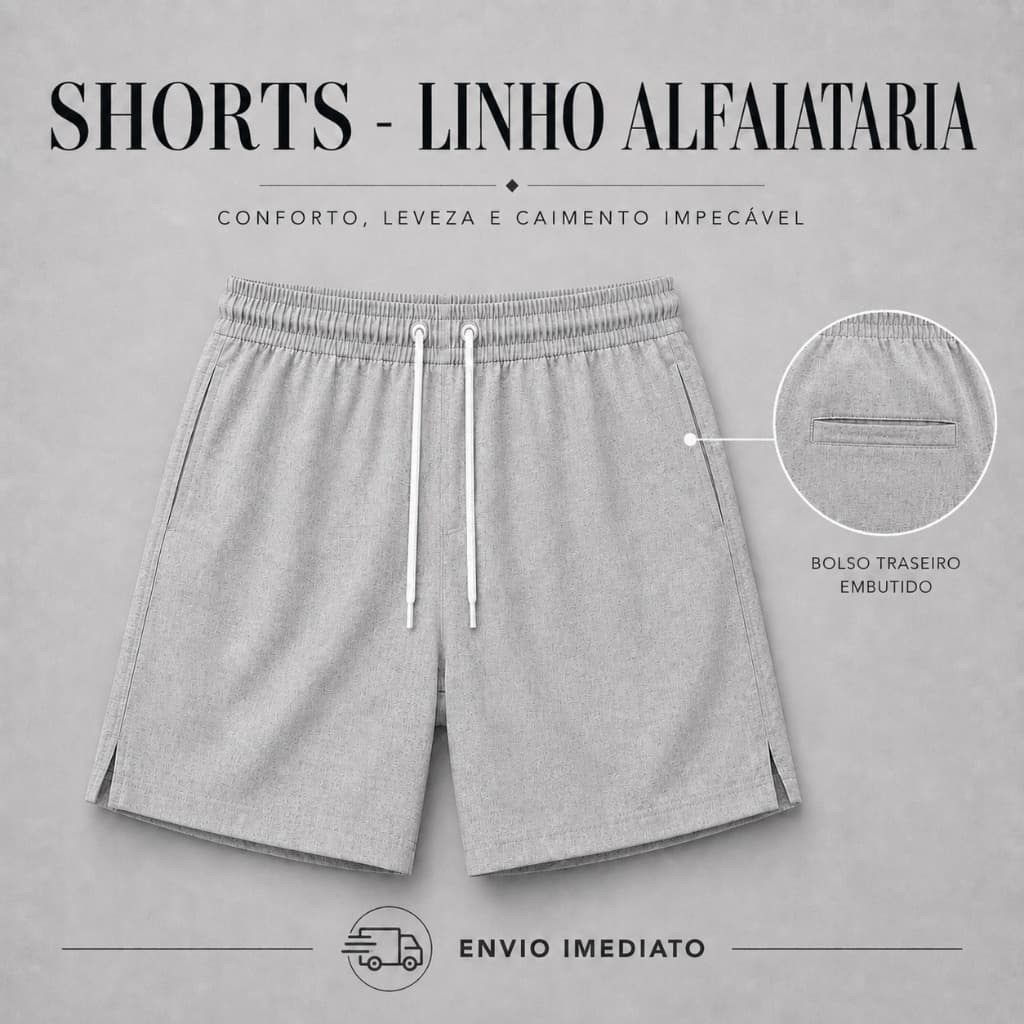 Short Bermuda Linho Alta Qualidade Confortável Várias Cores Moda Praia Alfaiataria
