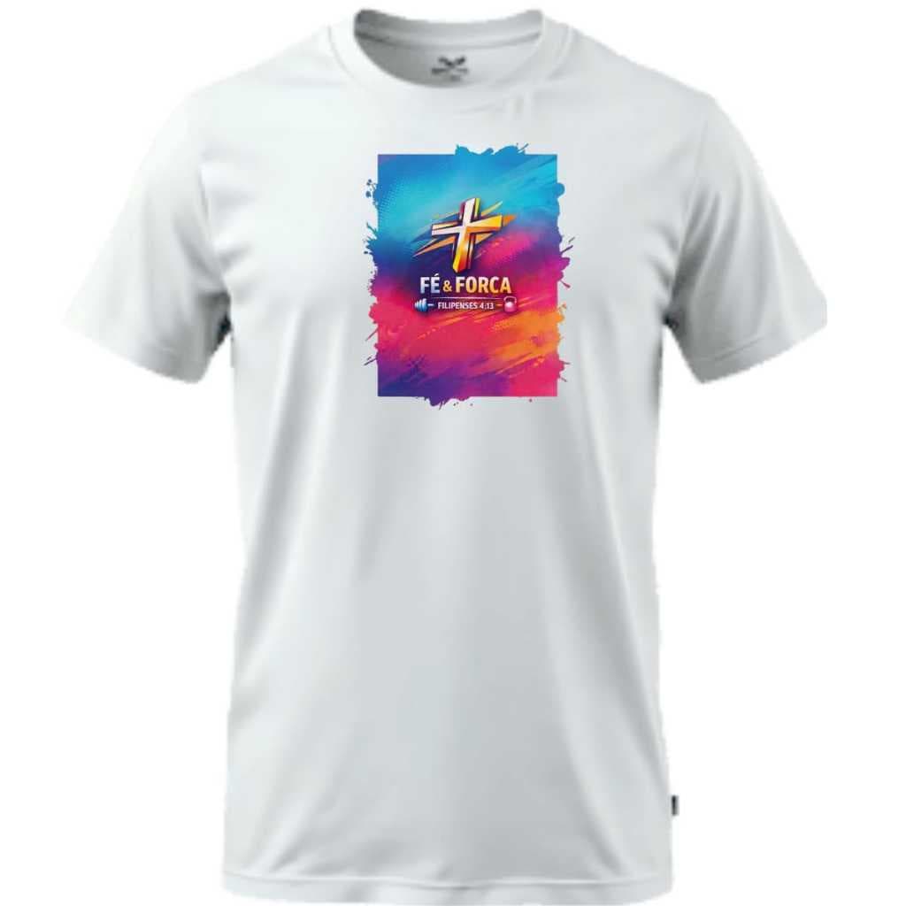 CAMISETA, CAMISA, FÉ E FORÇA, TIE-DIE, ACADEMIA, RELIGIOSA, CRISTÃO, POLIÉSTER, PARA TREINAR