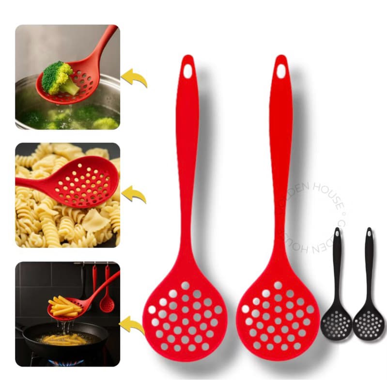 1/2/5 Escumadeira l De Silicone Vermelho/Preto Grande Durável| Linha premium dequalidade l Artigos De Cozinha Promoção