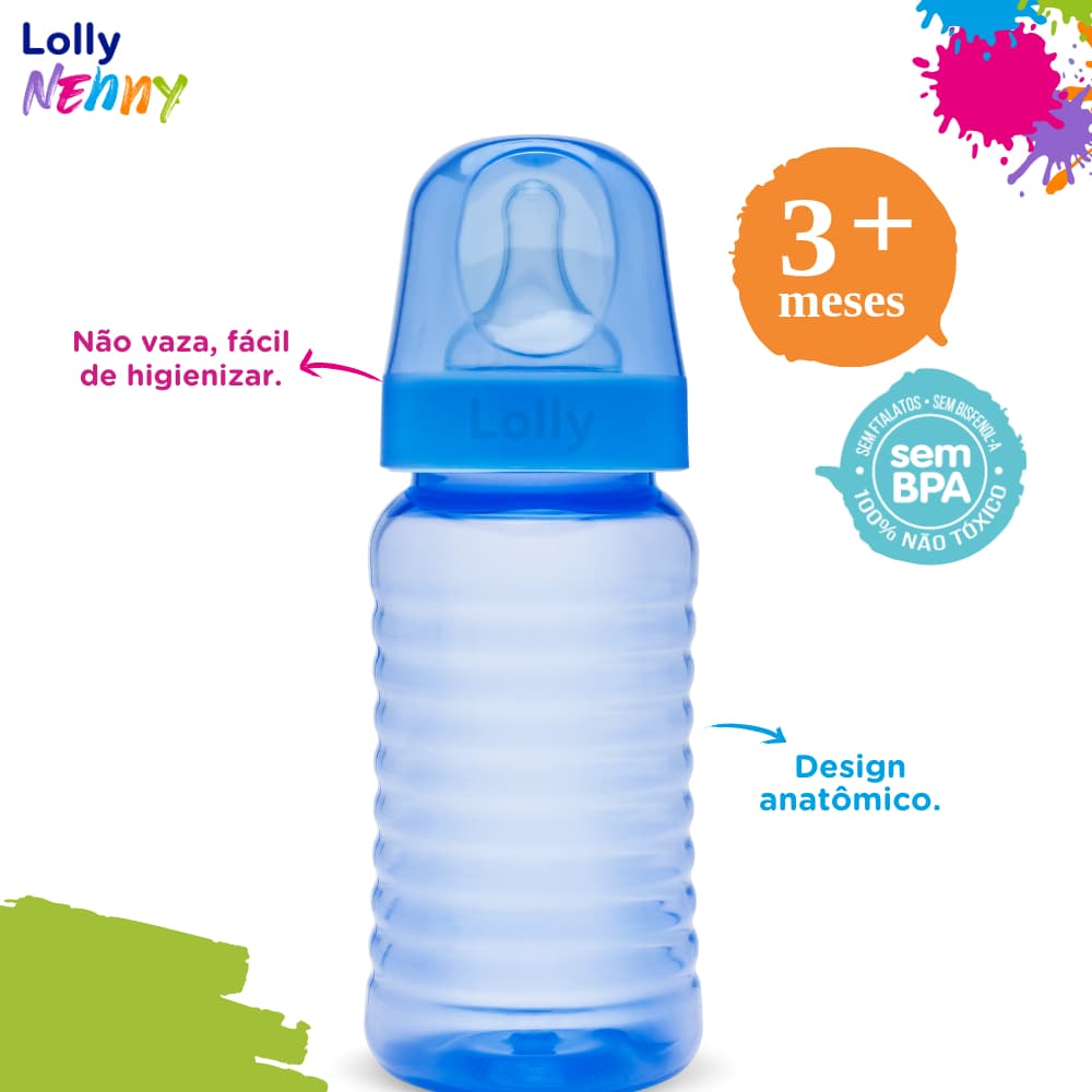 Mamadeira Lolly Nenny Big Clean 340ml Bico Redondo Original