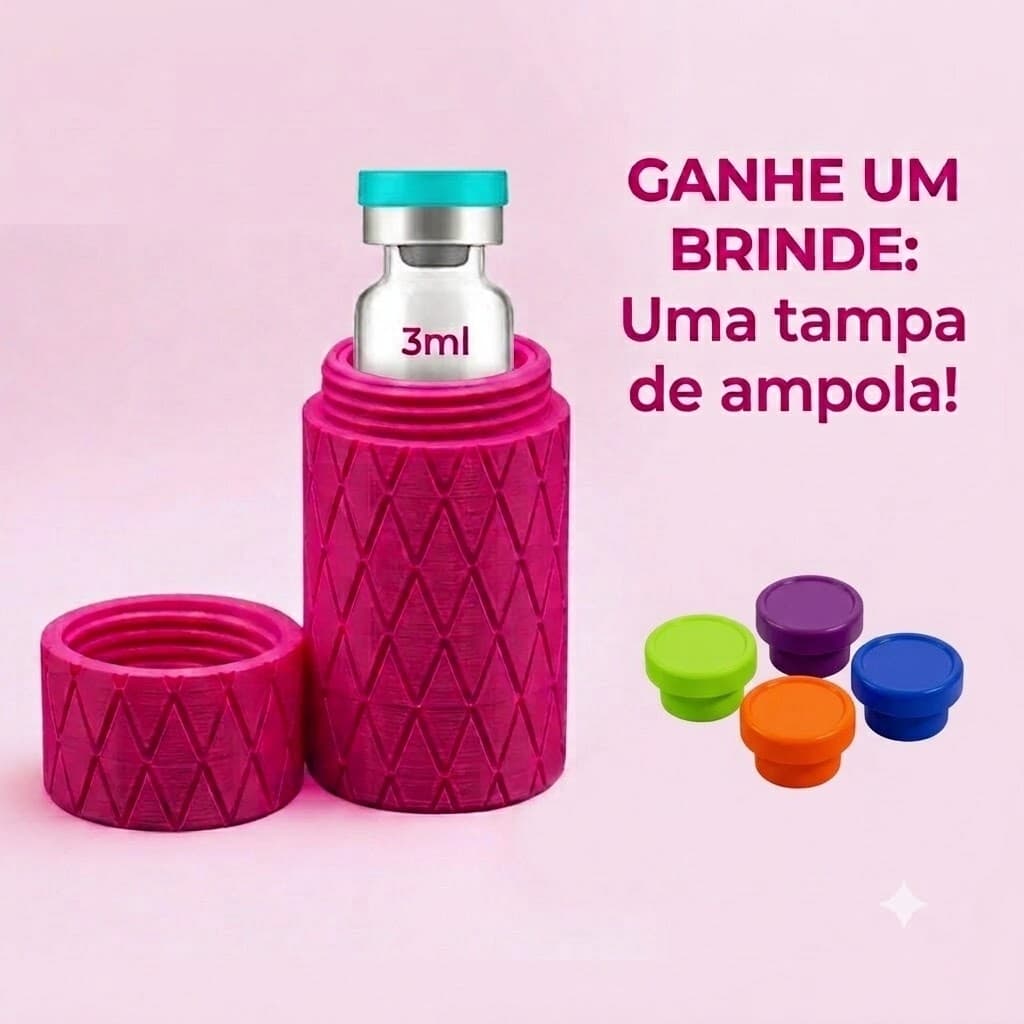 Porta Ampola Frasco para 1 de 3ml Tirze - GH  - Brinde 1Tampa - Estojo Ampola Pratico Seguro