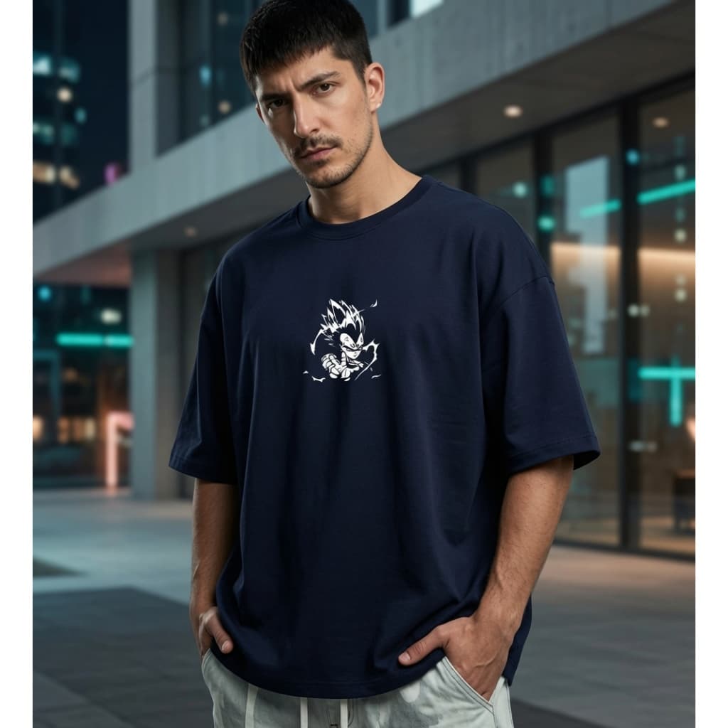 Camiseta Oversized Vegeta Anime Dragon Ball Algodão Estampa Grande Premium Streetwear Masculina