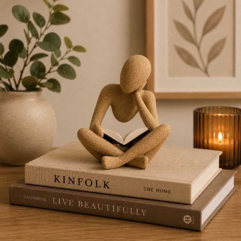 Escultura Decorativa Leitor Celestial Minimalista | Estátua Moderna para Livros e Decoração