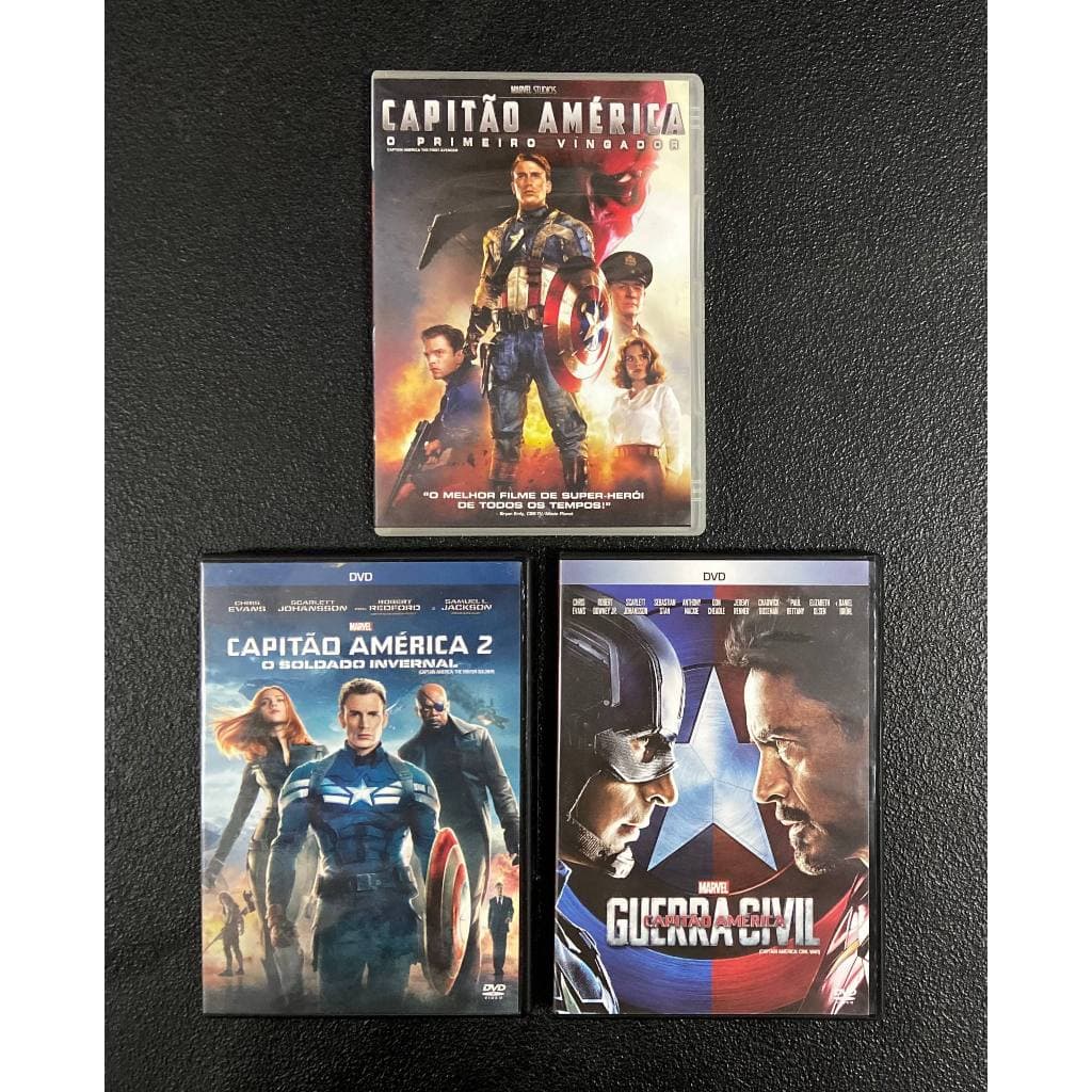 Kit 3 Dvd's Trilogia Capitão América - Chris Evans Marvel