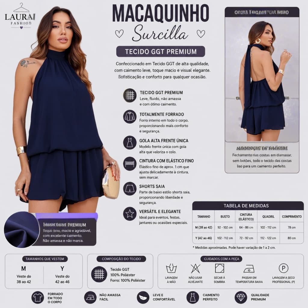 Macaquinho Chiffon Premium Feminina