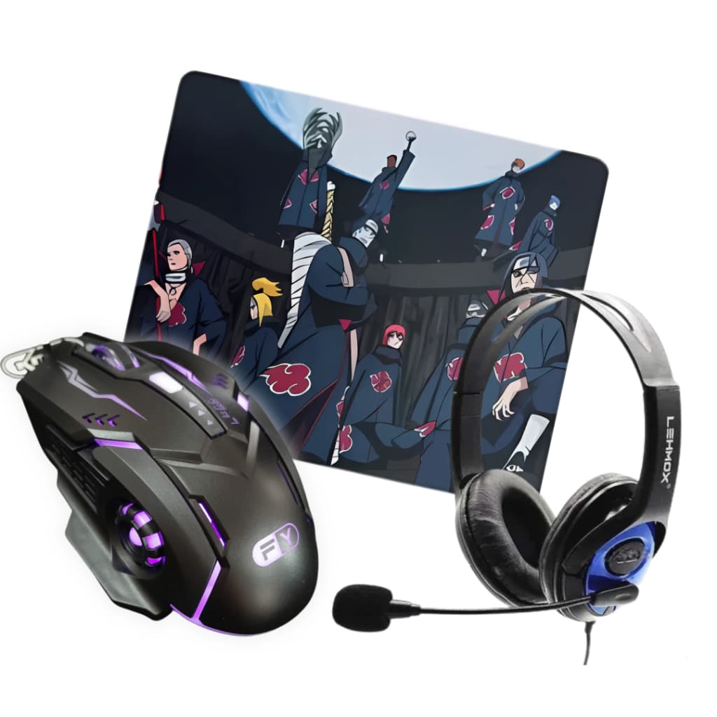 Kit Mouse 7 Botões + Headset Gamer + Mousepad Gamer
