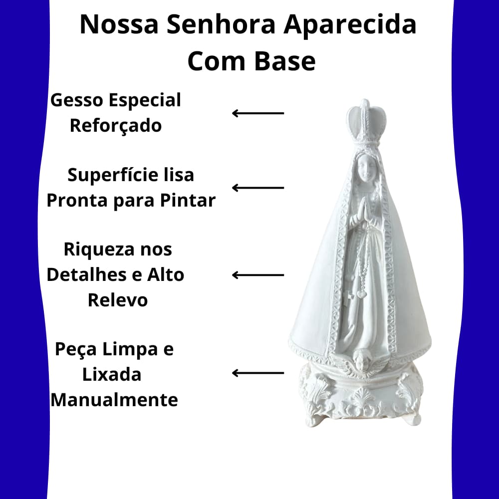 Estátua Nossa Senhora Aparecida 23 cm Gesso Padroeira Do Brasil