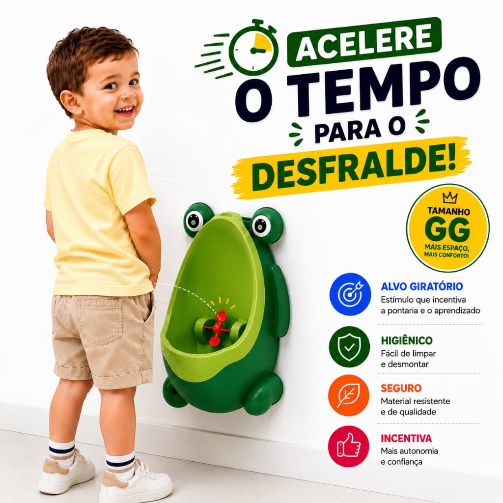Mictório Infantil de Parede Sapinho Menino Pinico Desfralde Hélice Giratória