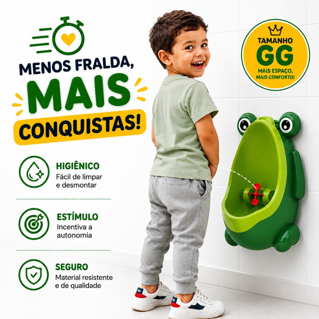Mictório Infantil Sapinho Desfralde Menino Pinico de Parede Treino Xixi Baby GG