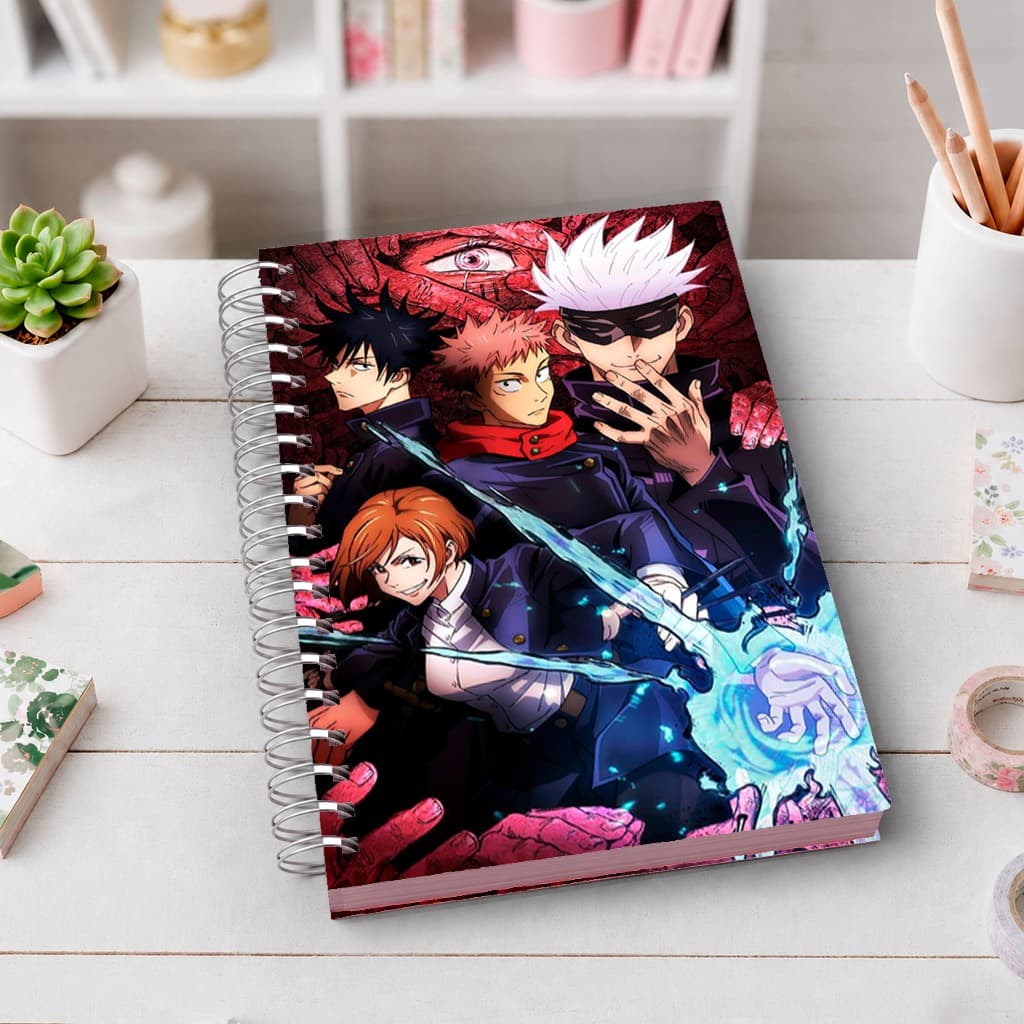 Caderno A5 Anime Jujutsu Kaisen | Capa Dura Premium | Wire-O | 80 Folhas | Ideal para Estudos