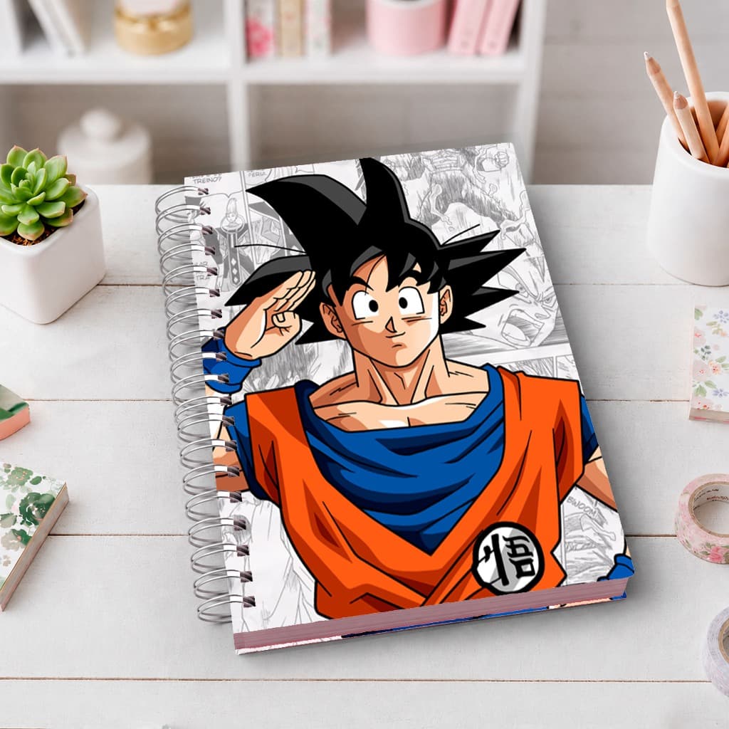 Caderno A5 Goku | Capa Dura Premium | Wire-O | 80 Folhas | Ideal para Estudos