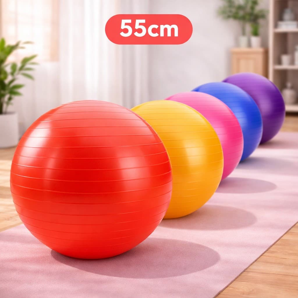 Bola de Pilates 55cm com Bomba Yoga Fitness Equilíbrio e Alongamento