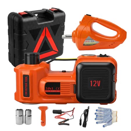 【Frete Rápido】Kit 3 em 1 de Macaco Hidráulico Elétrico, Equipado com Chave de Impacto Elétrica