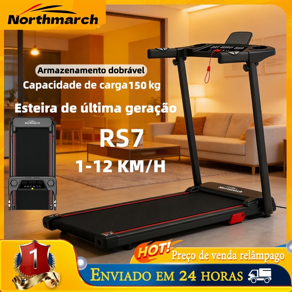 Esteira Elétrica Ergométrica Dobrável Portátil Com Bluetooth Inclinação Ajustável e Braços de Apoio