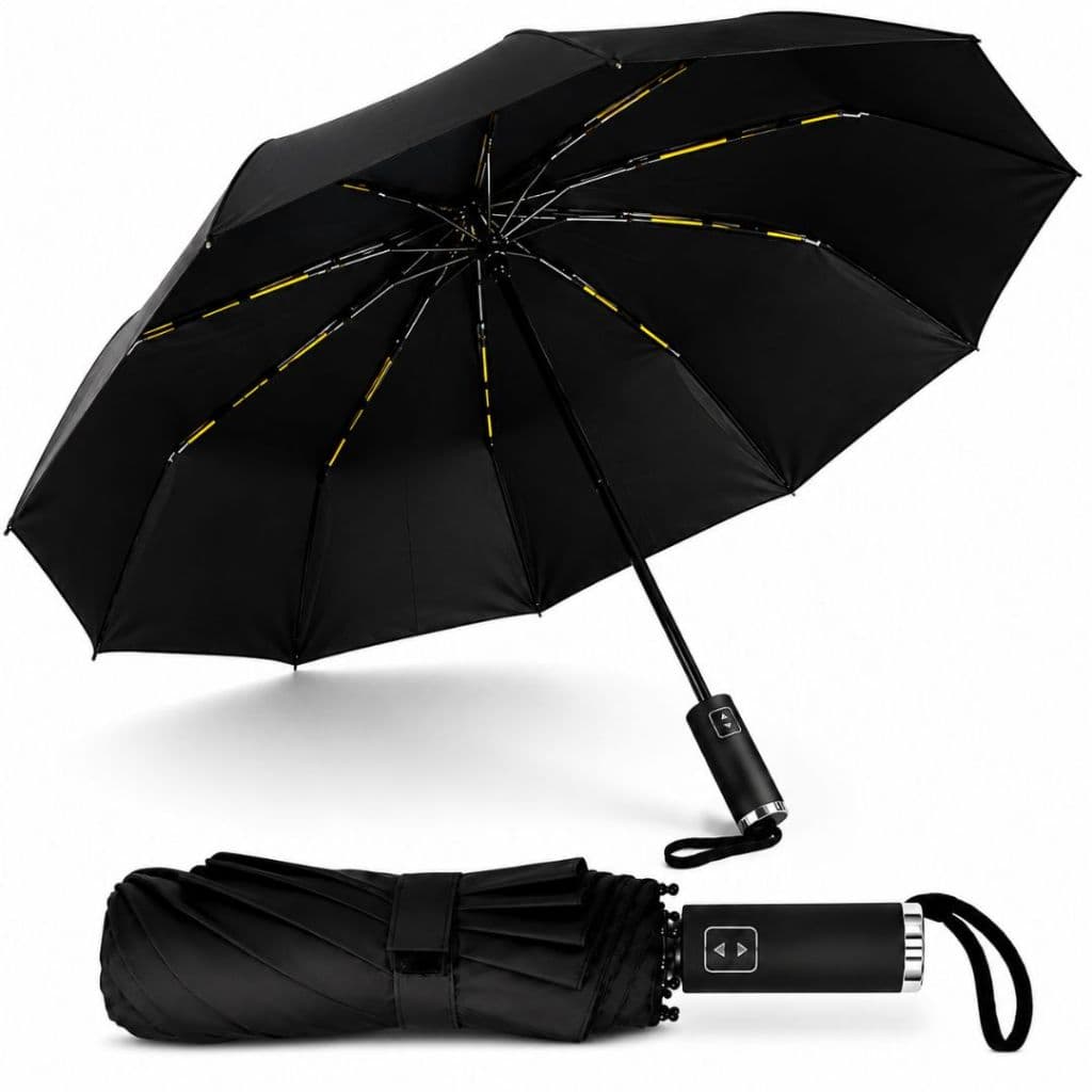 Guarda Chuva Automático Grande Proteção Solar UV Sombrinha Reforçado Blackout Corta Vento 10 Varetas