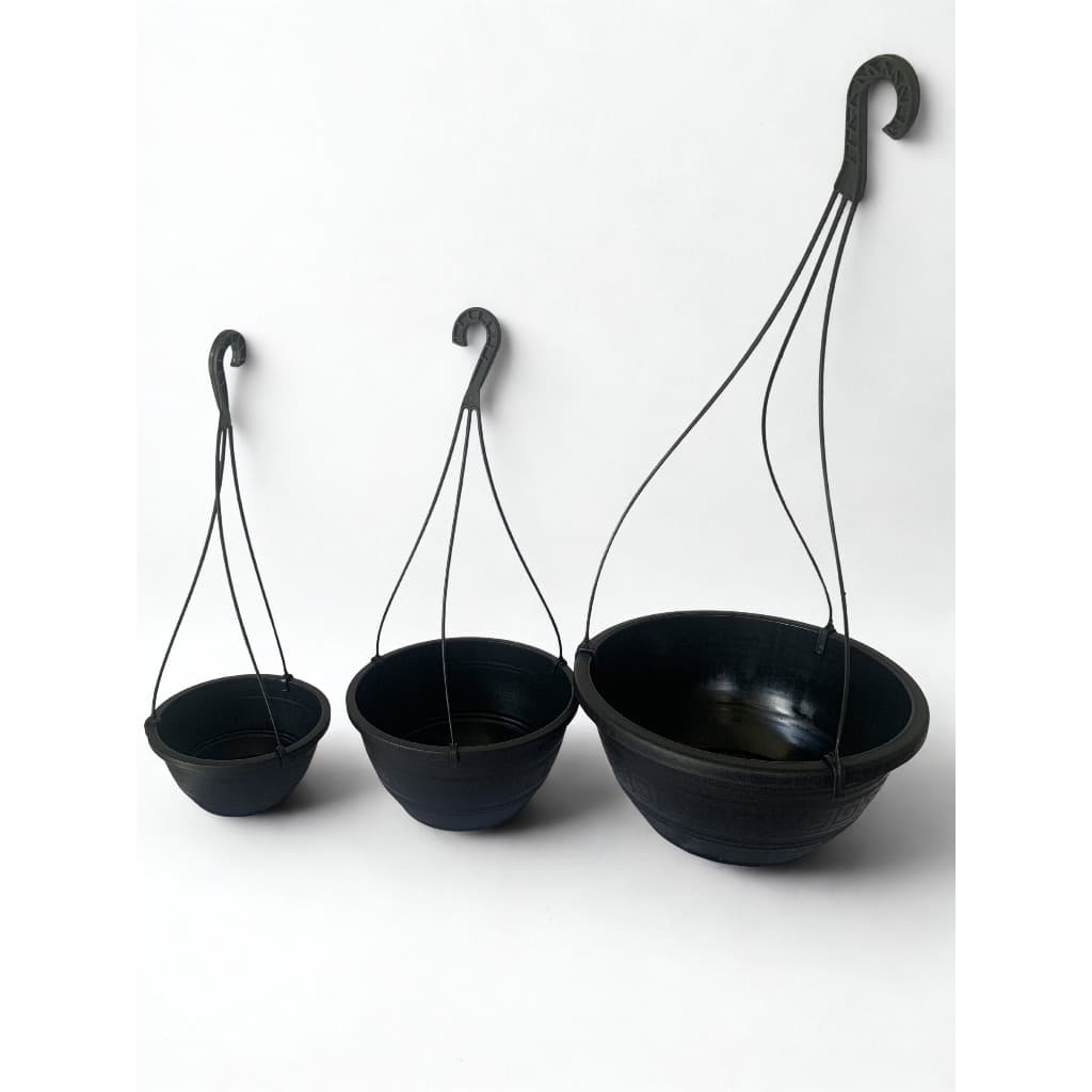 Kit com 3 Vasos Suspensos Redondos Preto