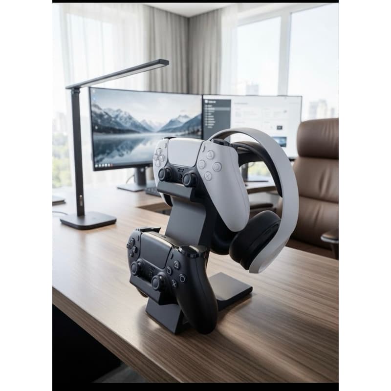 Suporte Organizador Headset e 2 Controles Ps5 / Ps4 / Xbox Suporte fone suporte contole de video game Base Mesa Gamer