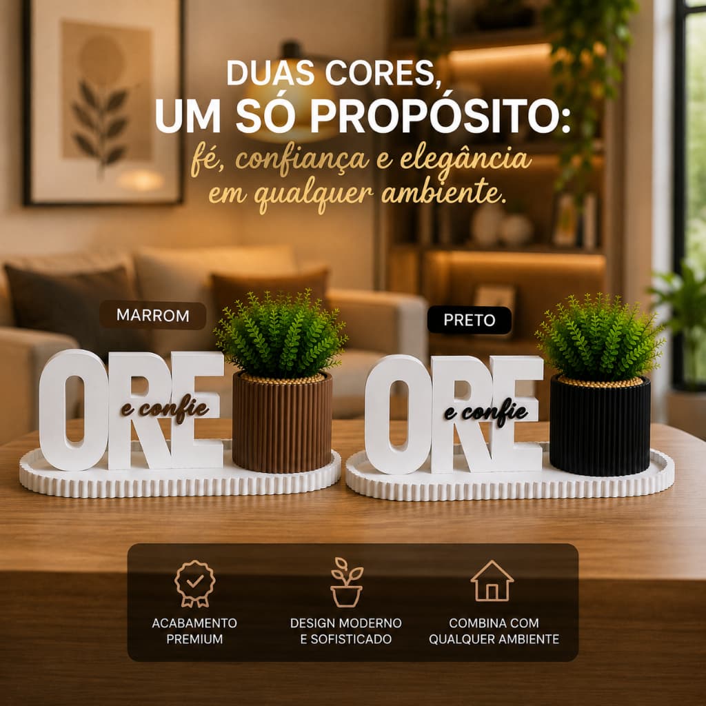 Kit Decorativo Ore e Confie com Vaso Decorativo e Bandeja | Decoração Moderna para Sala, Quarto, Lavabo, Rack e Aparador