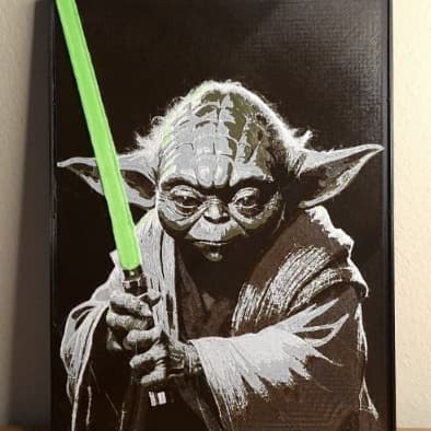 Quadro Decorativo Em Relevo Yoda Star Wars 15x20 cm com Moldura | Geek, Jedi | Decoração para Quarto, Sala e Escritório