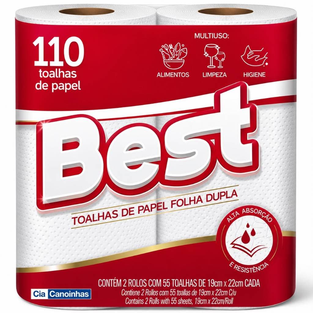 Papel Toalha para Cozinha Best Folhas Duplas 2 rolos