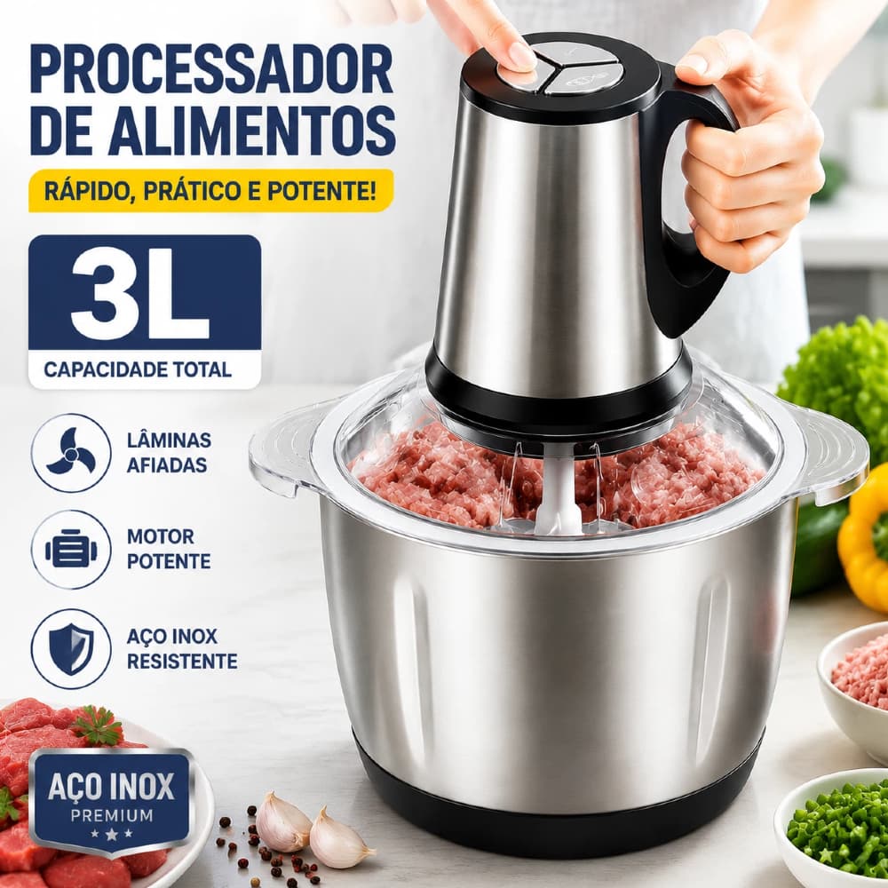 3 Litros Picador Triturador 110V/220V De Alimentos Carne Mixer Elétrica Processador Cozinha