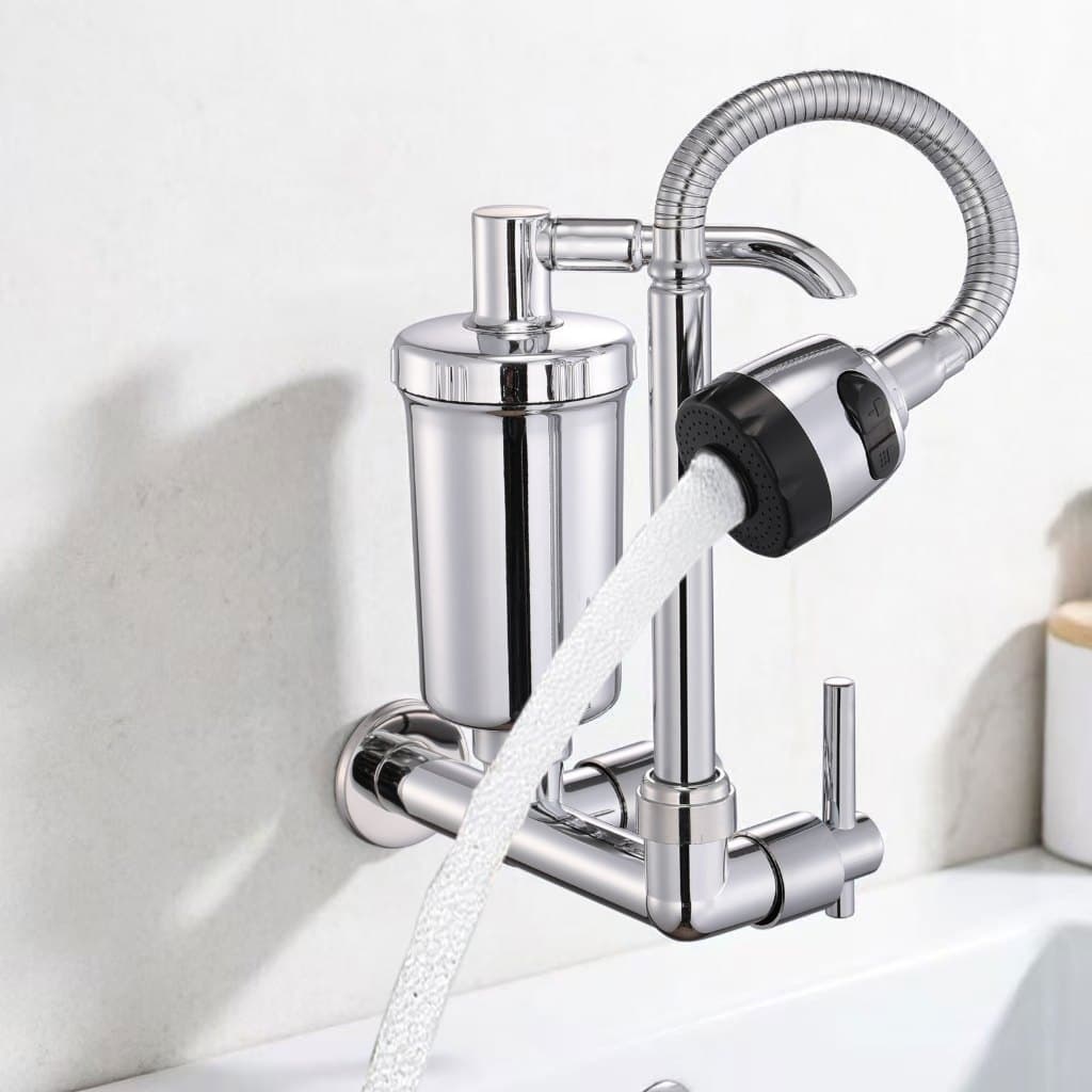 *Torneira Gourmet Forte Lar para Parede Cozinha, Conexão 1/2 Água Fria com Filtro Purificador Reutilizável