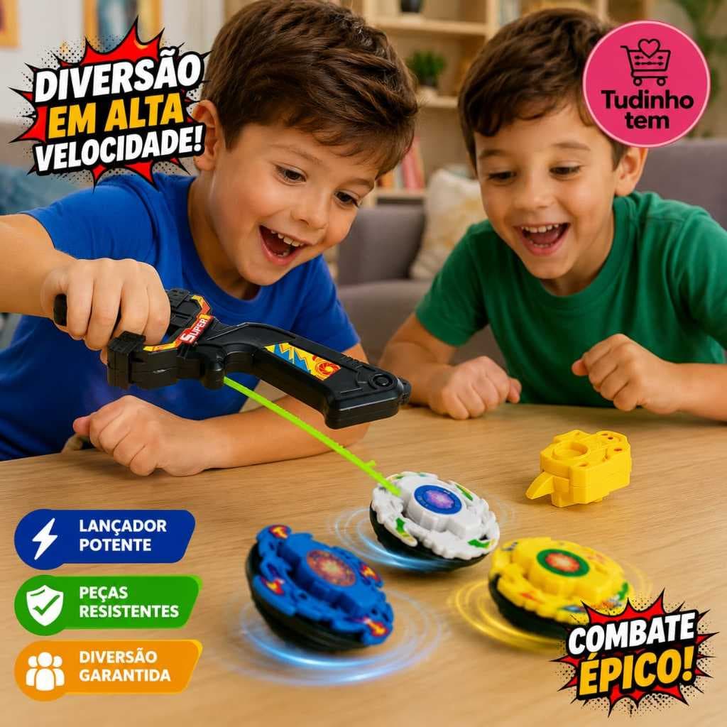 Beyblade Pião de Batalha Infantil,Toppião ou Tornado Speed com Lançador e Arena