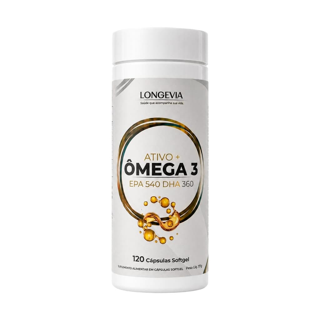 Ômega 3 120 Cápsulas SoftGel Ativo+ EPA 540mg DHA 360mg Longevia