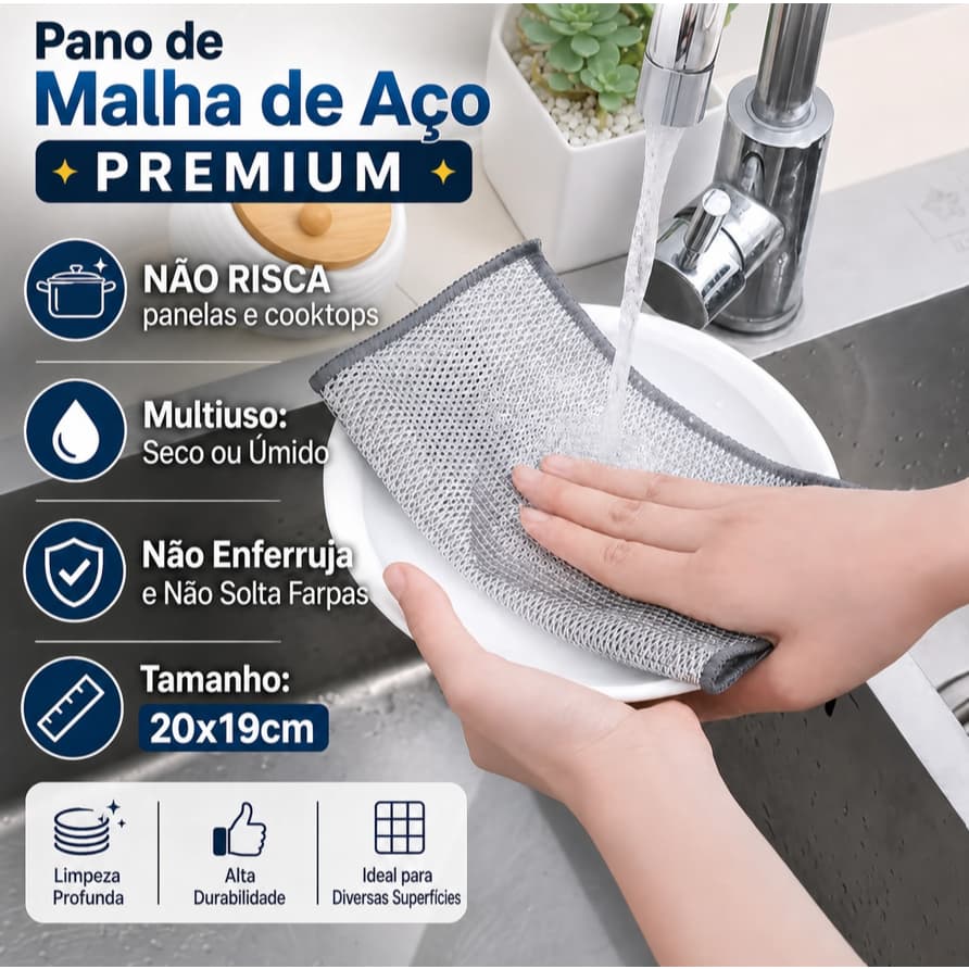 6 Panos Multiuso de Limpeza Pesada em Arame Metálico para Fogão e Panelas Grelhas Cozinha Copa