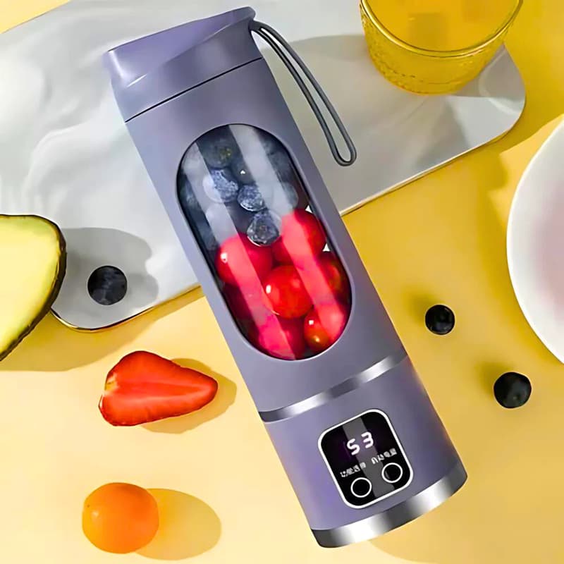 Mini Liquidificador Portátil Shake 8 Laminas + Cabo USB - Cor Roxo