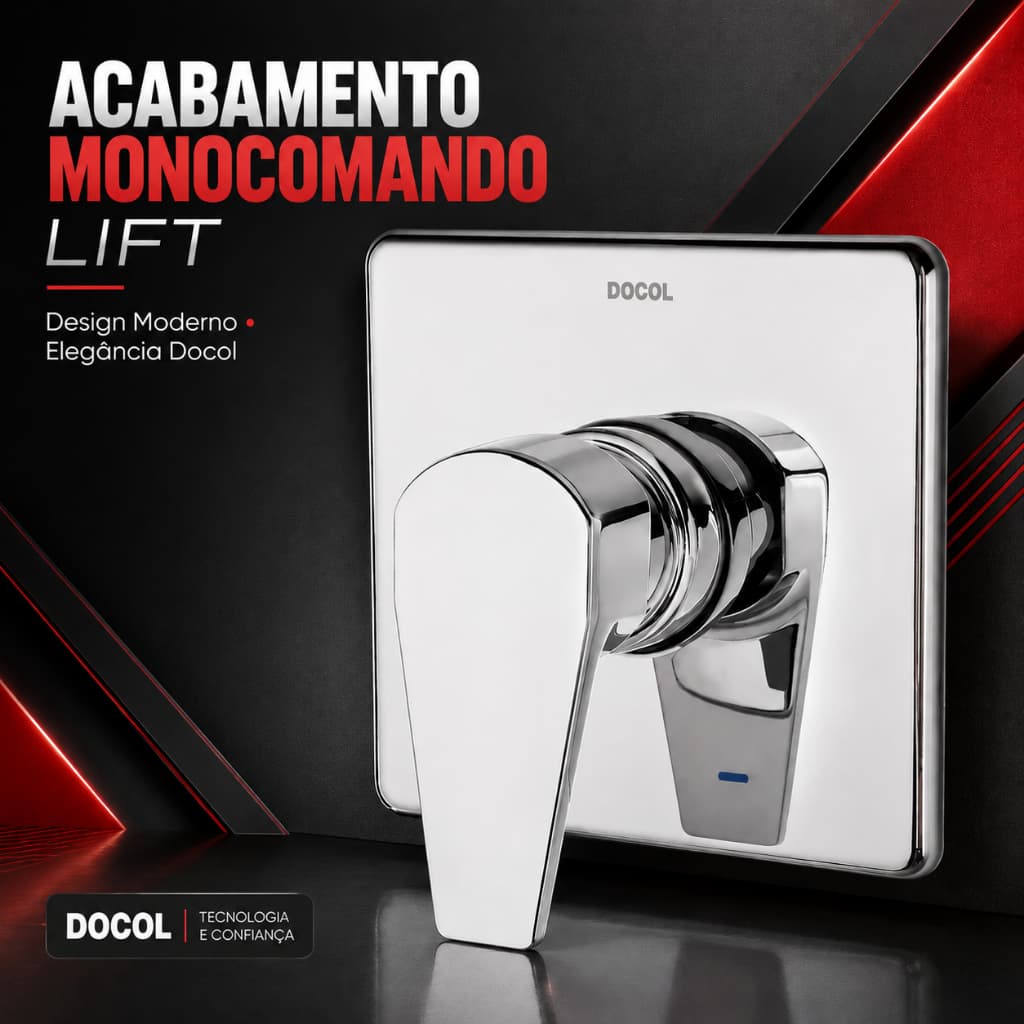 Acabamento P/ Base Monocomando de Chuveiro Baixa Pressão Lift Cromado Docol