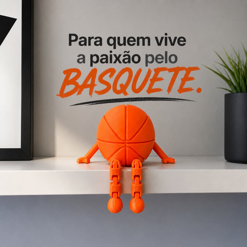 Mini Bola de Basquete Articulada 3D | Decoração para Mesa e Quarto | Presente Criativo