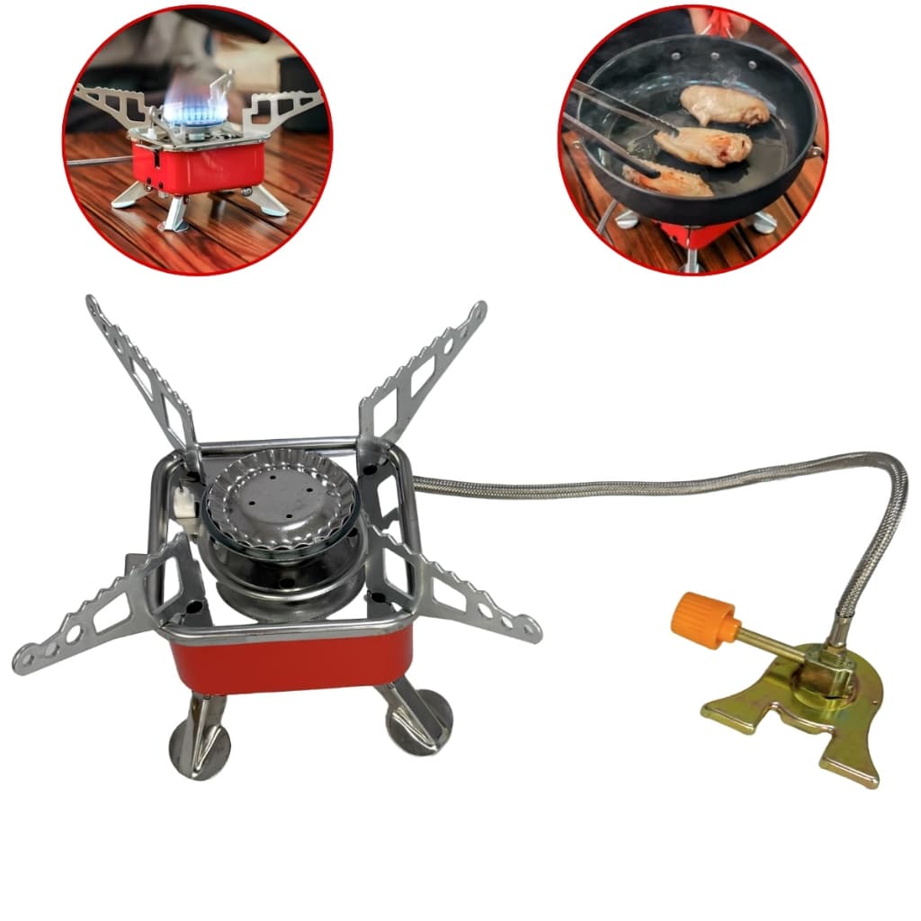 Mini Fogareiro Camping Pesca Viagem Á Gas Dobrável Com Bag