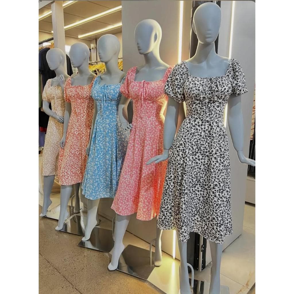 Vestido Feminino Estampado Floral em Malha Duna Casual Confortável Leve Elegante Moda Verão Grávida Estilosa Elegante