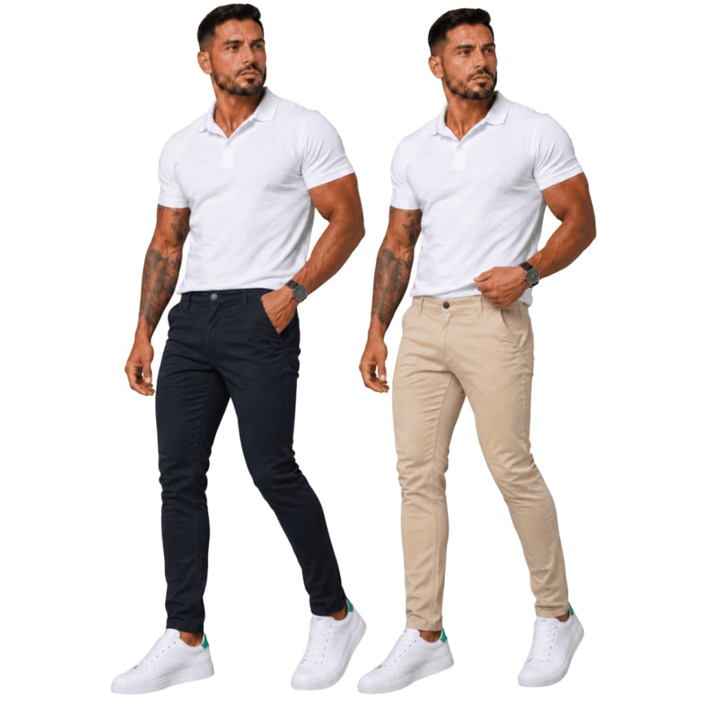 Kit 2 Calça Sarja Masculina Bolso Faca | Slim Fit Com Lycra Elastano | Presente Pai