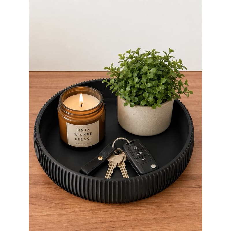 Bandeja redonda com listras elegante| organizador de sala quarto banheiro decorado e organizado