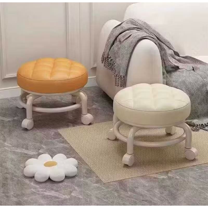 Banqueta Pequena Com Rodas Universais Silenciosas