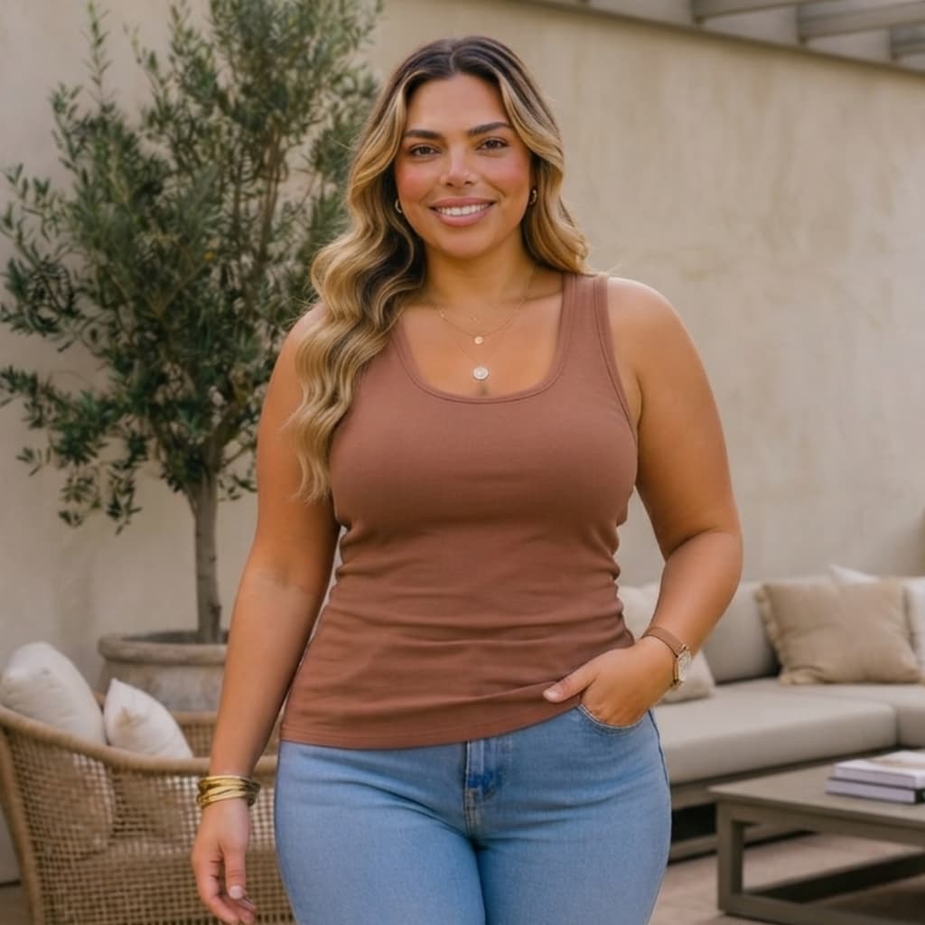 Blusa Regata Cotton Plus Size G1 G2 G3 Alça Larga Tendência Elegante Social Confortável Básica