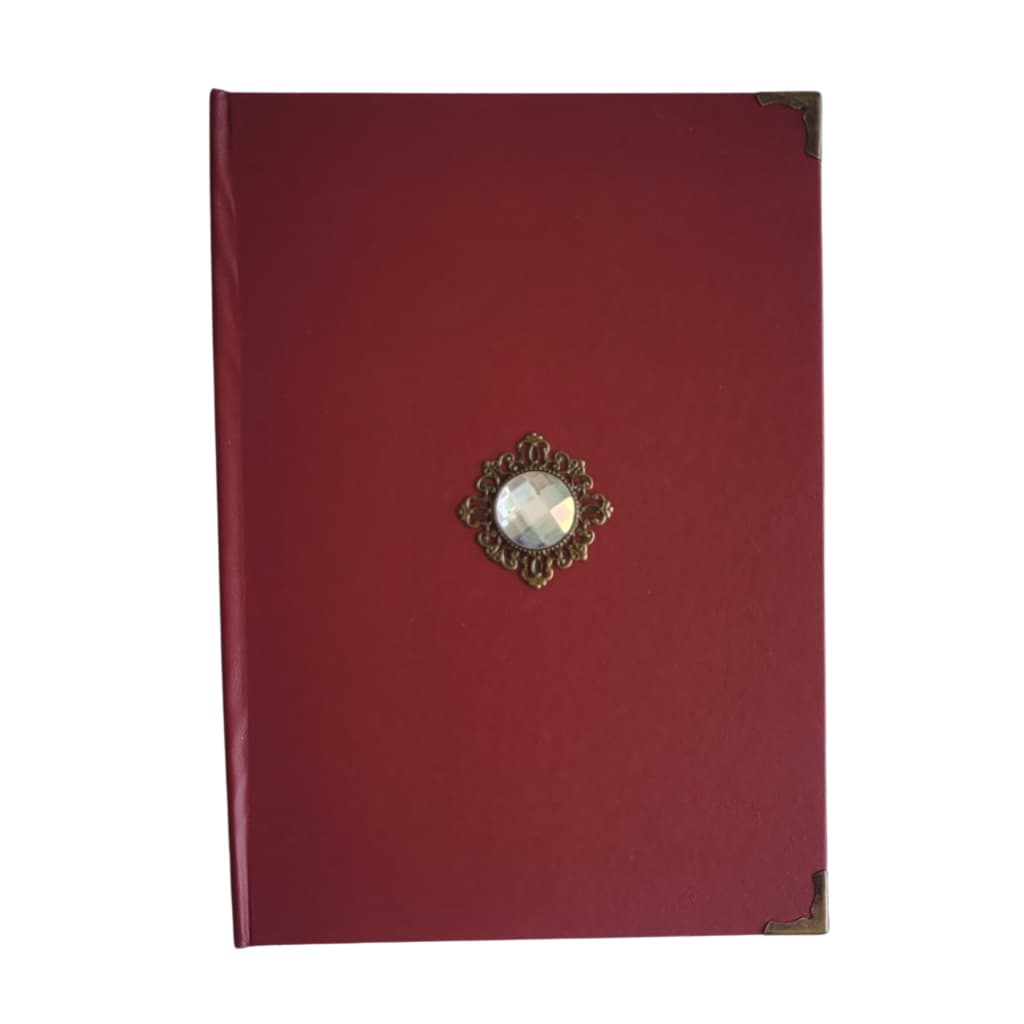 Caderno Joia Red Brochura Costurado à Mão capa dura grimória folha papel kraft