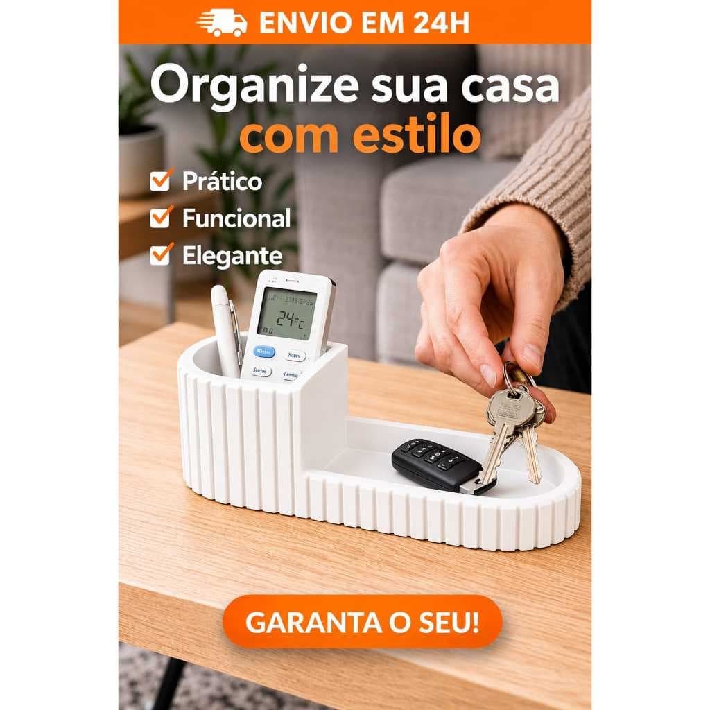 Organizador de Mesa Multiuso Porta Objetos para Controle Remoto Chaves Canetas Moderno