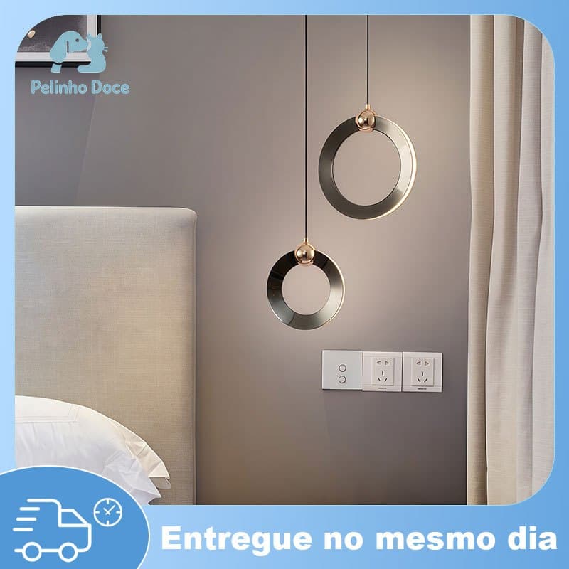 Luminária Pendente LED Moderna Anel Minimalista para Sala Quarto Cozinha Iluminação Decorativa