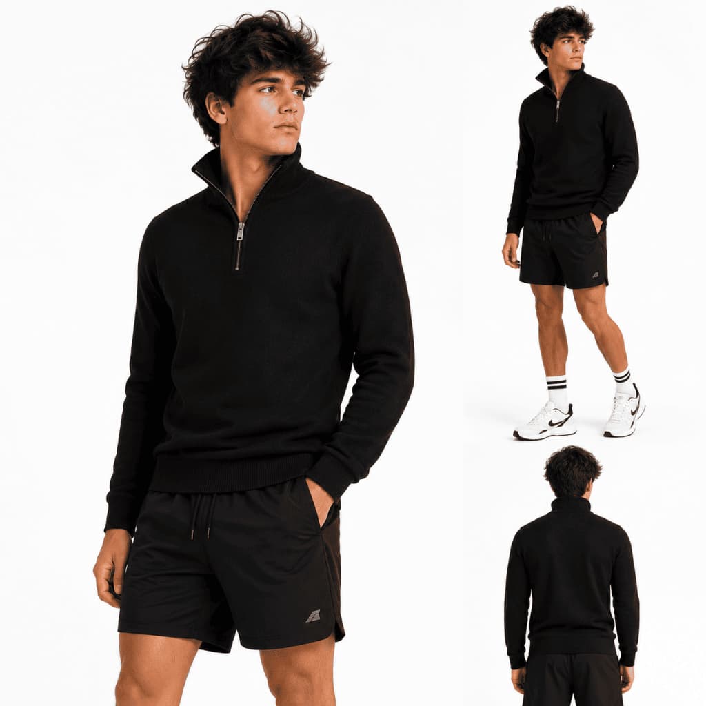 Suéter Masculino Gola Alta com Zíper Tricô Blusa de Frio Inverno Slim Casaco Térmico Malha Masculina Premium