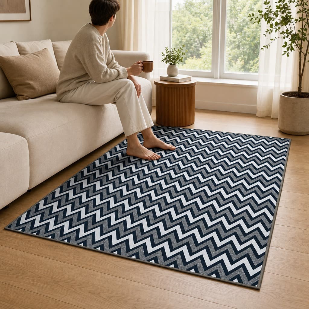 Tapete 100x150 Chevron Pratik Minerio Antiderrapante Premium