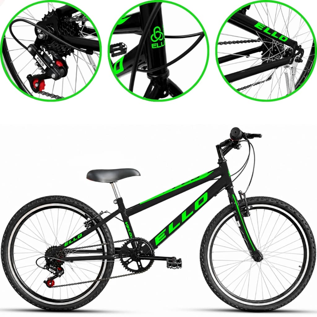 Bicicleta Aro Aero Parede Dupla Aro 24 Com 7 Marchas Câmbios Ltx Freio V-brakes 110kg Ello Bike