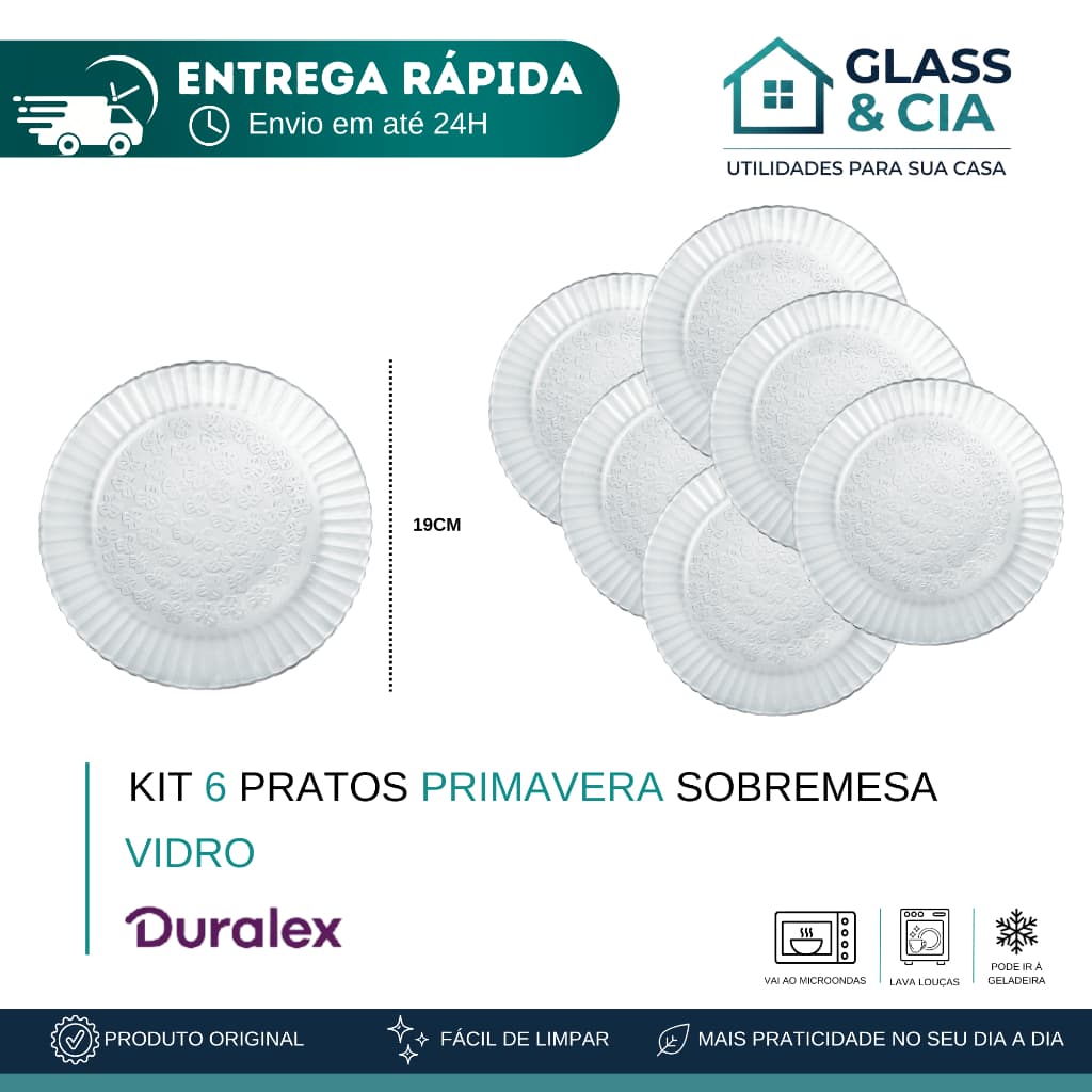 Kit 6 Pratos Sobremesa Duralex Primavera -  Nadir