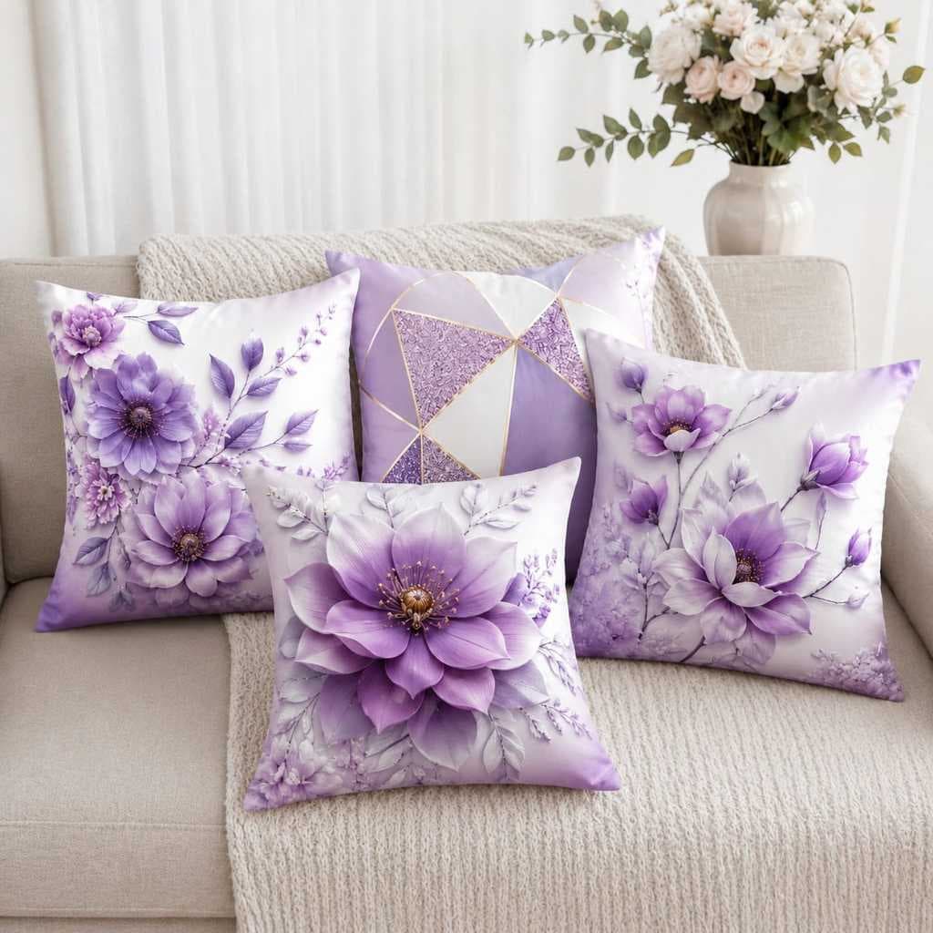 LANÇAMENTO! Kit 4  Capas pra Almofadas Estampas Sublimação Florais Variadas 45x45cm cada capa Estampas